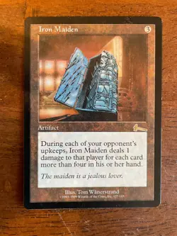Iron Maiden Urza's Legacy LP Artifact Rare MAGIC MTG CARD - Image 1