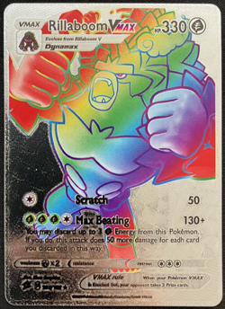 Rillaboom Vmax Rainbow Silver Foil Textured Display Card - Image 1