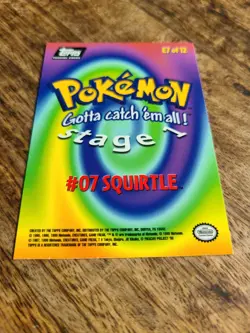 1999 Topps Pokemon Squirtle #07 Stage 2 E7 of 12 Black Logo First Movie Card - Image 5