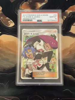 Jessie & James FA Trainer 68/68 Hidden Fates Pokemon TCG Card PSA 10 Gem Mint - Image 1