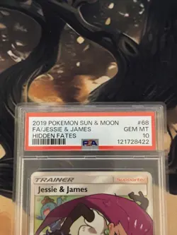 Jessie & James FA Trainer 68/68 Hidden Fates Pokemon TCG Card PSA 10 Gem Mint - Image 2