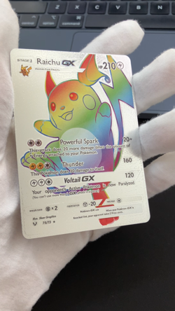 Raichu Gx Stage 1 Rainbow Silver Foil Textured Display Card - Image 2