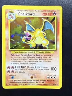 1999 Charizard Holo Base Set Pokemon Card #4/102 - MP - Image 1