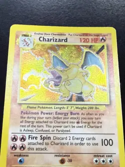 1999 Charizard Holo Base Set Pokemon Card #4/102 - MP - Image 3