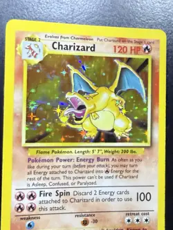 1999 Charizard Holo Base Set Pokemon Card #4/102 - MP - Image 4