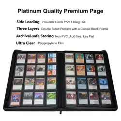 16 Pocket Card Binder for 1200+ TCG Trading Cards - Ringless Album Black - Image 3