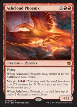 Slightly Played, English - 4 x MTG Ashcloud Phoenix Khans of Tarkir - Image 1