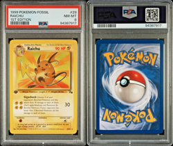 RAICHU 1999 Pokemon Fossil 1st Edition #29 PSA 8 - Image 1