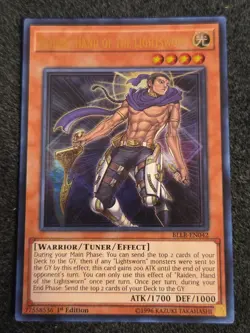 LP Yugioh Raiden, Hand of the Lightsworn BLLR-EN042 Ultra Rare 1st Ed - Image 1