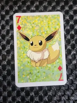 Eevee Pokemon 1999 Mini Deck Playing Cards 2.5x1.75in Seven Of Diamonds Green - Image 1