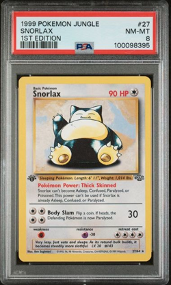 1999 POKEMON TCG JUNGLE SNORLAX #27 1ST EDITION PSA 8 Graded Card - Image 1