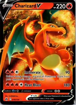 Pokemon Charizard v CRZ Crown Zenith Card 018/159 NM- - Image 1