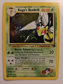 Koga's Beedrill 9/132 Gym Challenge Holo Rare Pokemon Card NM 9/132 - Image 1