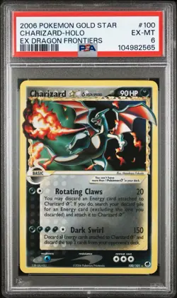 Pokemon TCG EX Dragon Frontiers Charizard Gold Star Holo Card #100 2006 PSA 6 - Image 3