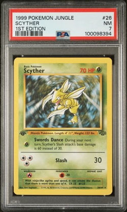 1999 POKEMON TCG JUNGLE SCYTHER #26 1ST EDITION PSA 7 Graded Card - Image 1