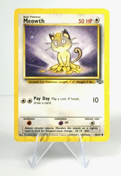 Vintage 1999 Pokemon Meowth 56/64 Jungle Regular Card - Image 1