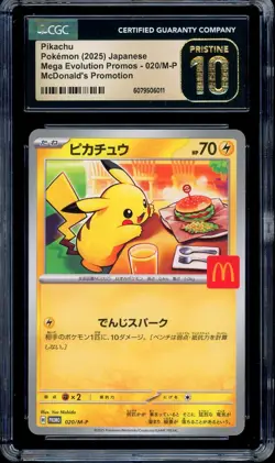 CGC 10 PRISTINE Pokemon Pikachu 020/M-P McDonald's Promo Japanese 2025 US SELLER - Image 1