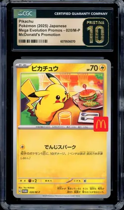 CGC 10 PRISTINE Pokemon Pikachu 020/M-P McDonald's Promo Japanese 2025 US SELLER - Image 1