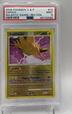 Pokemon 2008 DIAMOND & PEARL Zapdos DP#14 PSA GEM MT 9 Reverse Holo LOW POP - Image 1