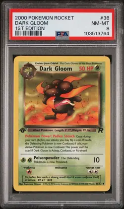 2000 Pokemon Team Rocket - 1ST EDITION DARK GLOOM #36 - PSA 8, Near Mint-Mint - Image 1