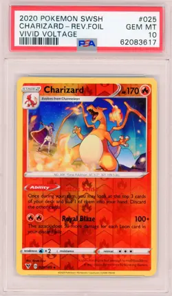 2020 Pokemon Charizard 025/185 REVERSE HOLO Foil Vivid Voltage - PSA 10 - Image 1