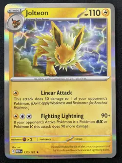 Jolteon 135/165 Holo Rare LP - Pokemon TCG Scarlet & Violet 151 MEW - Image 1