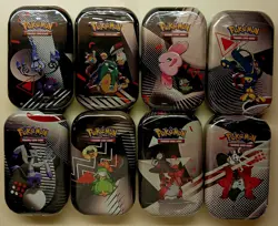 Pokemon TCG Black Bolt & White Flare Unova Mini Tin Full Art Set X8. Sealed Tins - Image 1