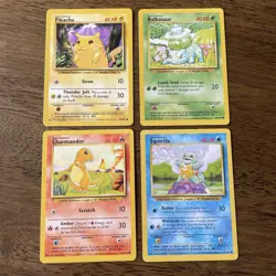 Pokemon Starters - Pikachu, Charmander , Squirtle Bulbasaur Base Set - Image 1
