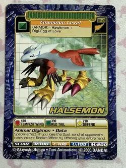 Vintage Bandai Digimon Halsemon Card BO-123 Champion Level - Image 1