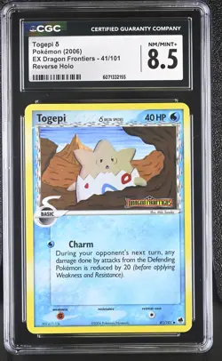 CGC 8.5 Togepi 2006 EX Dragon Frontiers 41/101 Reverse Holo Stamped Pokemon Card - Image 1