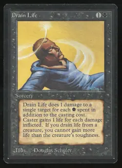 1993 MTG Magic the Gathering Beta Drain Life MP Raw Gaming Card TCG - Image 1