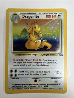 Dragonite 4/62 Pokemon Card Holo Fossil WOTC 1999 Rare - Image 1