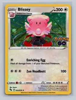 BLISSEY 52/78 Pokemon Go Set Holo Foil Sparkly Rare Pokemon Card LP_MP - Image 1