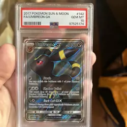 2017 Pokemon Sun & Moon Umbreon GX FA PSA Gem Mint 10 Card #142 - Image 1