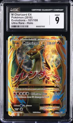 2016 POKEMON EVOLUTIONS - ULTRA RARE - HOLO #101/108 M CHARIZARD EX CGC 9 - Image 1