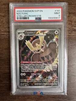 2024 POKEMON STELLAR CROWN ETB PROMO #141 NOCTOWL PSA 9 - Image 1