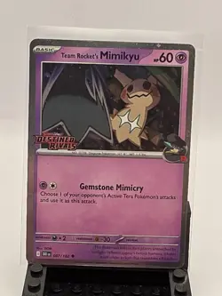 Pokemon TCG Team Rocket's Mimikyu 87/182 Destined Rivals Pre-Release Promo Stamp - Image 1