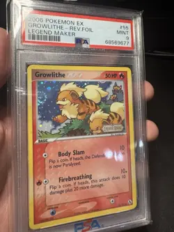 2006 Pokemon EX Legend Maker 55/92 Growlithe Reverse PSA 9 Mint Swirl - Image 4