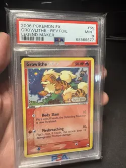 2006 Pokemon EX Legend Maker 55/92 Growlithe Reverse PSA 9 Mint Swirl - Image 5