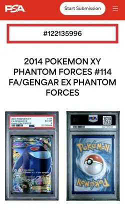 PSA 5 Gengar EX (114 Full Art) 114/119 XY - Phantom Forces Holo Pokemon Card - Image 5