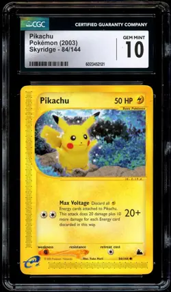 CGC 10 GEM MINT Pikachu 84/144 Skyridge Pokemon Card 121 - Image 2