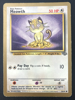 Pokemon Meowth Gold Border Promo Jungle 56/64 LP Lightly Played WotC TCG Card - Image 1