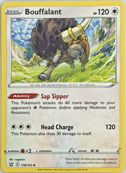Bouffalant Uncommon SWSH05: Battle Styles 118/163 NM Pokemon TCG - Image 1