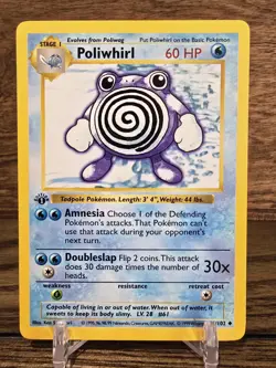 Pokemon Card TCG Poliwhirl 38/102 1st Edition Shadowless Base Set LP - Image 1