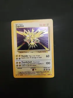 Pokemon TCG Zapdos Base Set Unlimited Holo Rare Card #16/102 - Image 1
