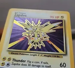 Pokemon TCG Zapdos Base Set Unlimited Holo Rare Card #16/102 - Image 3