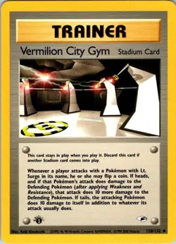 Pokemon 1st Edition Card TCG Gym Heroes LP-NM Vermilion City Gym Trainer 120/132 - Image 1