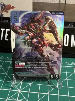 GUNDAM TCG CARD GAME JUSTICE GUNDAM GD01-066 LR HOLO FOIL ENGLISH NEWTYPE RISING - Image 1