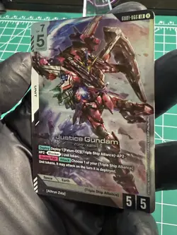 GUNDAM TCG CARD GAME JUSTICE GUNDAM GD01-066 LR HOLO FOIL ENGLISH NEWTYPE RISING - Image 2
