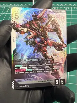GUNDAM TCG CARD GAME JUSTICE GUNDAM GD01-066 LR HOLO FOIL ENGLISH NEWTYPE RISING - Image 3